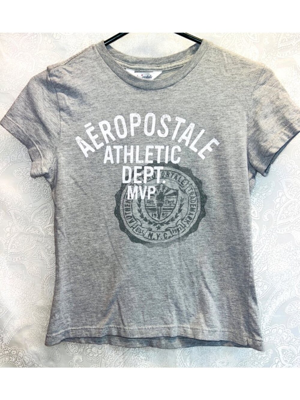 Aeropostale Gray Boyfriend Tee Athletic Dept Short Sleeve Medium
